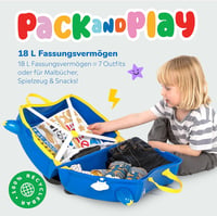 Trunki Gyermek Utazóbőrönd - 18L Kézipoggyász Ülőfunkcióval, Kerekekkel, Húzó- és Vállpánttal, Unisex Gyerekeknek 4