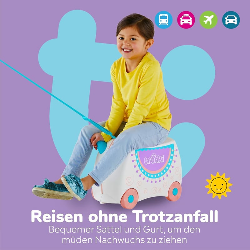 Trunki Gyermek Utazóbőrönd - 18L Kézipoggyász Ülőkoffer Kerekekkel, Kemény Héjú Húzható Bőrönd Gyerekeknek, Vállpánttal