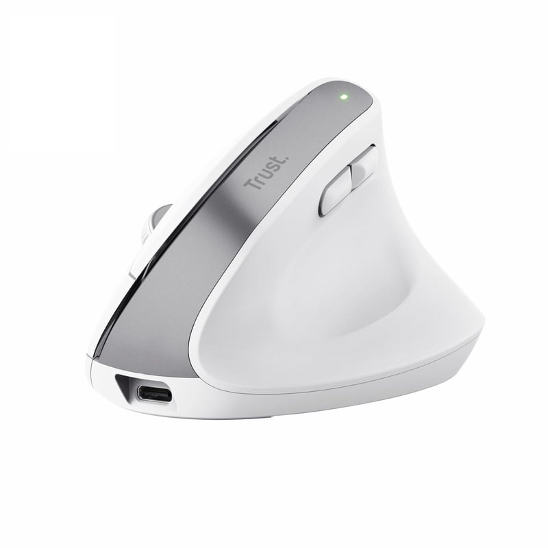 Mouse Vertical Ergonomic Wireless Trust Bayo+ Bluetooth + RF 2.4GHz - Alb