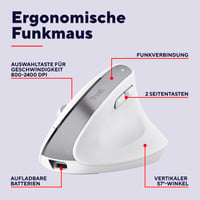 Mouse Vertical Ergonomic Wireless Trust Bayo+ Bluetooth + RF 2.4GHz - Alb 2