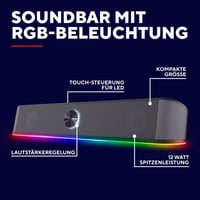 Soundbar Trust Gaming GXT 1619 Rhox cu iluminare RGB, 12W, USB, 3,5 mm - gri 2