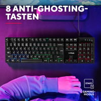 Trust Gaming GXT 835 Azor Gamer Billentyűzet RGB Világítással, Német QWERTZ, Teljes Méret - black, Full Size 5