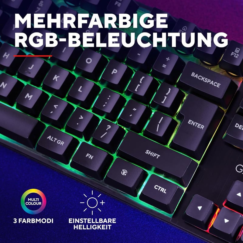 Trust Gaming GXT 835 Azor Gamer Billentyűzet RGB Világítással, Német QWERTZ, Teljes Méret - black, Full Size