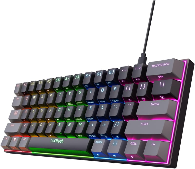 Trust Gaming GXT 867 Acira 60% mechanikus gaming billentyűzet, RGB, AZERTY - fekete/szürke