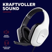 Herná náhlavná súprava Trust GXT 415PS Zirox pre PlayStation 5, biela – 50 mm meniče, 1,2 m kábel, sklápací mikrofón, 3,5 mm jack, cez uši (over-ear) PS5 3