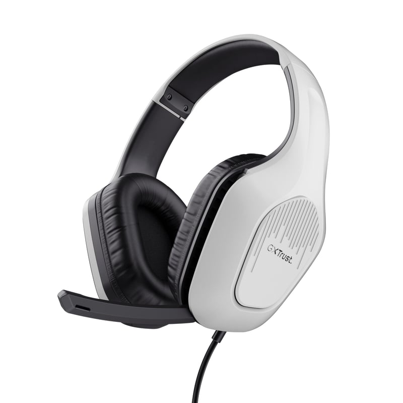 Herná náhlavná súprava Trust GXT 415PS Zirox pre PlayStation 5, biela – 50 mm meniče, 1,2 m kábel, sklápací mikrofón, 3,5 mm jack, cez uši (over-ear) PS5
