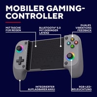 Mobilný herný ovládač Trust GXT Mylox Bluetooth – sivý, kompatibilný s iPhone / Android / PS5 / Xbox, RGB podsvietenie, duálne vibrácie, 12-hodinová výdrž batérie 2