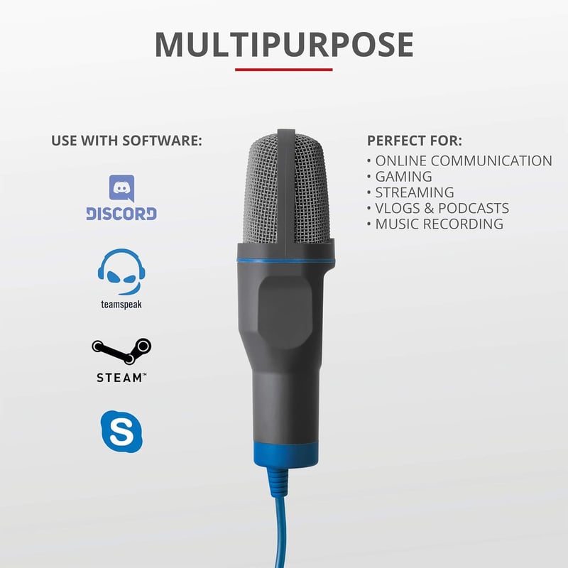 Trust Mico PC Mikrofon Kondenzátor Tripod USB 3.5mm Podcast Streaming Felvétel