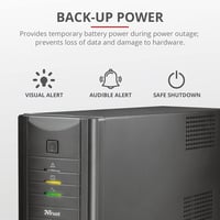 Trust Oxxtron 1000 VA szünetmentes tápegység (UPS), 2 aljzat - fekete 2
