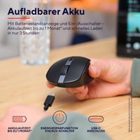 Mouse wireless compact Trust Ozaa, Bluetooth + 2.4GHz, reîncărcabil, multi-device, pentru Laptop, PC, Mac, Android, Negru 4