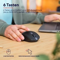 Mouse wireless compact Trust Ozaa, Bluetooth + 2.4GHz, reîncărcabil, multi-device, pentru Laptop, PC, Mac, Android, Negru 5