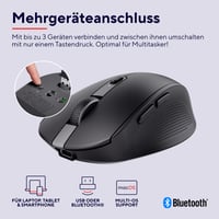 Mouse wireless compact Trust Ozaa, Bluetooth + 2.4GHz, reîncărcabil, multi-device, pentru Laptop, PC, Mac, Android, Negru 3