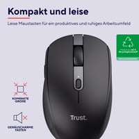 Mouse wireless compact Trust Ozaa, Bluetooth + 2.4GHz, reîncărcabil, multi-device, pentru Laptop, PC, Mac, Android, Negru 2