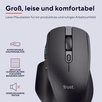 Trust Ozaa+ Wireless Egér Bluetooth 2.4GHz, Programozható, Csendes, Újratölthető, Mac/Laptop - black, Bluetooth + 2.4GHz 3