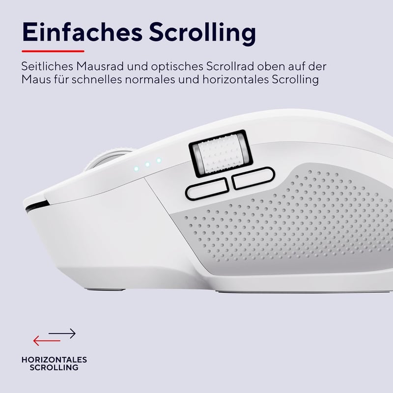 Trust Ozaa+ Wireless Egér Bluetooth 2.4GHz, Programozható, Csendes, Újratölthető, Fehér - White, Bluetooth + 2.4GHz