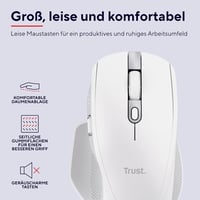 Trust Ozaa+ Wireless Egér Bluetooth 2.4GHz, Programozható, Csendes, Újratölthető, Fehér - White, Bluetooth + 2.4GHz 3