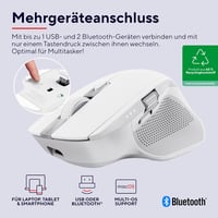 Trust Ozaa+ Wireless Egér Bluetooth 2.4GHz, Programozható, Csendes, Újratölthető, Fehér - White, Bluetooth + 2.4GHz 2