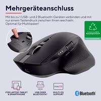 Trust Ozaa+ Wireless Egér Bluetooth 2.4GHz, Programozható, Csendes, Újratölthető, Mac/Laptop - black, Bluetooth + 2.4GHz 2