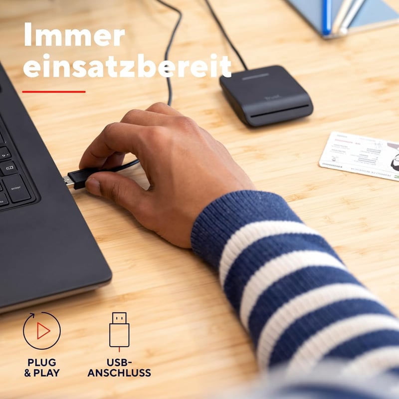 Trust Primo DNI Intelligens Kártyaolvasó USB, ID Kártya Olvasó, Plug & Play - standard