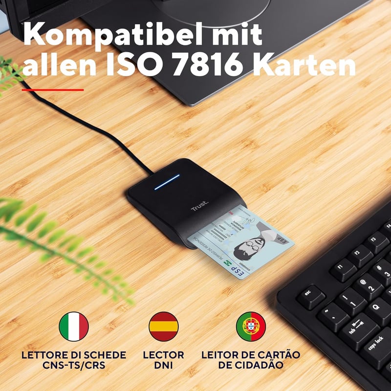 Trust Primo DNI Intelligens Kártyaolvasó USB, ID Kártya Olvasó, Plug & Play - standard