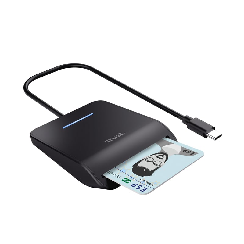 Čítačka občianskych preukazov Trust Primo USB-C, kompatibilná s FIPS 201 a ISO 7816, čítačka čipových kariet, 100 cm kábel, čierna