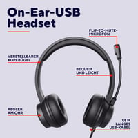 Trust Roha II USB slúchadlá s mikrofónom, čierne – on-ear, ľahký dizajn, 1,8 m kábel, kompatibilné s PC, Mac, Skype, Teams, Zoom 2