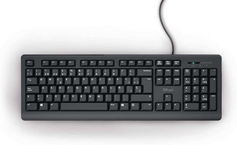 Trust Taro QWERTY Spanyol Billentyűzet Csendes Gombokkal USB PC Laptop Fekete