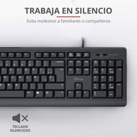 Trust Taro QWERTY Spanyol Billentyűzet Csendes Gombokkal USB PC Laptop Fekete 3