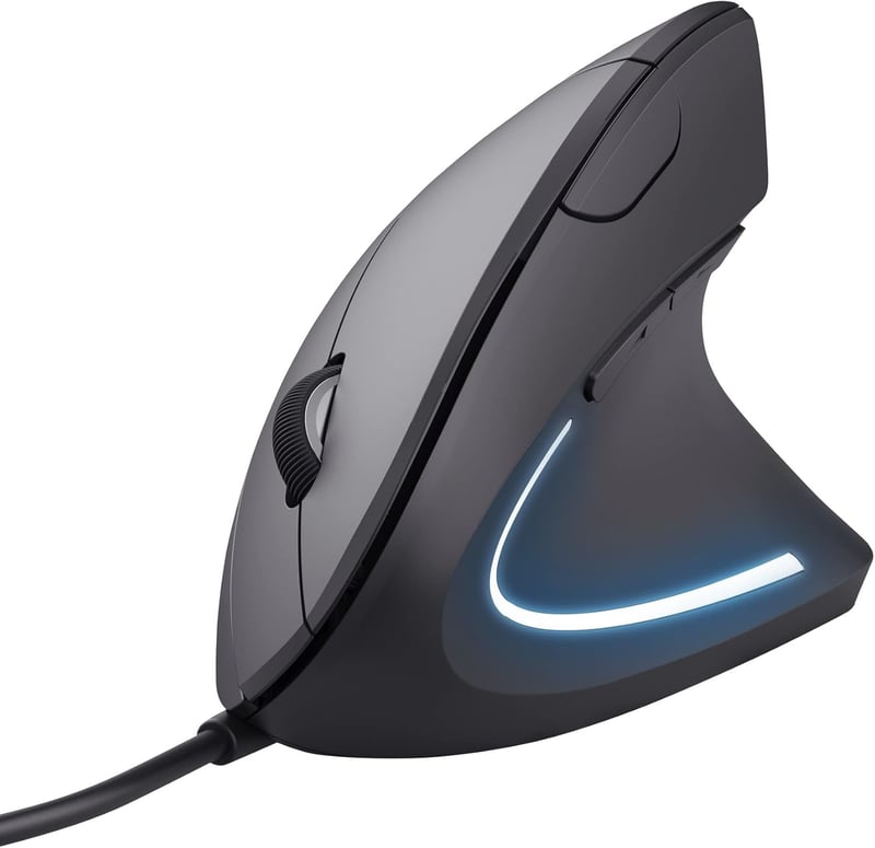 Trust Verto Ergonomikus Vertikális Egér RSI Megelőzés Jobbkezes 1000/1600 DPI LED - Black/sheer joy, USB
