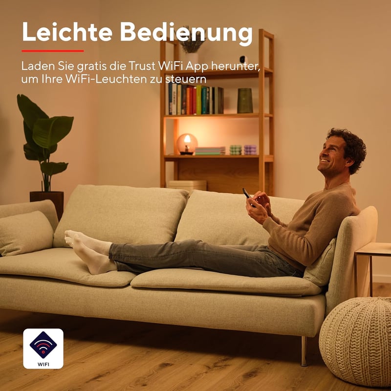 Trust WiFi E14 okos izzó, dimmelhető LED, Alexa és Google Home kompatibilis, RGB, 2 db