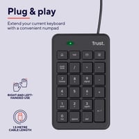 Numerická klávesnica Trust Xalas USB – čierna 3