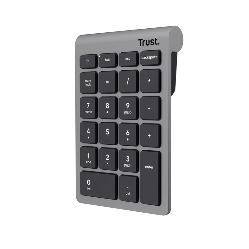 Bezdrôtová numerická klávesnica Trust Xalas, 22 kláves, 2,4 GHz USB – strieborná
