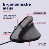 Trust Yuno ergonomikus vertikális egér, kábeles, jobbkezes - fekete 2