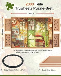 Truwheelz Forgatható Puzzle Asztal 2000 Darabos Kirakóhoz - 72,4x102 cm Fa Kirakós Tábla 4 Fiókkal és Fedéllel, Felnőtteknek 3