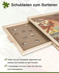 Truwheelz Forgatható Puzzle Asztal 2000 Darabos Kirakóhoz - 72,4x102 cm Fa Kirakós Tábla 4 Fiókkal és Fedéllel, Felnőtteknek 4