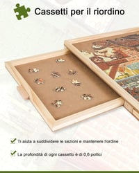 Truwheelz Forgatható Puzzle Asztal 4 Fiókkal és Fedéllel - 64x87 cm Fa Kirakós Tábla 1500 Darabos Játékhoz - Forgatható Lazy Susan Rendszer 4