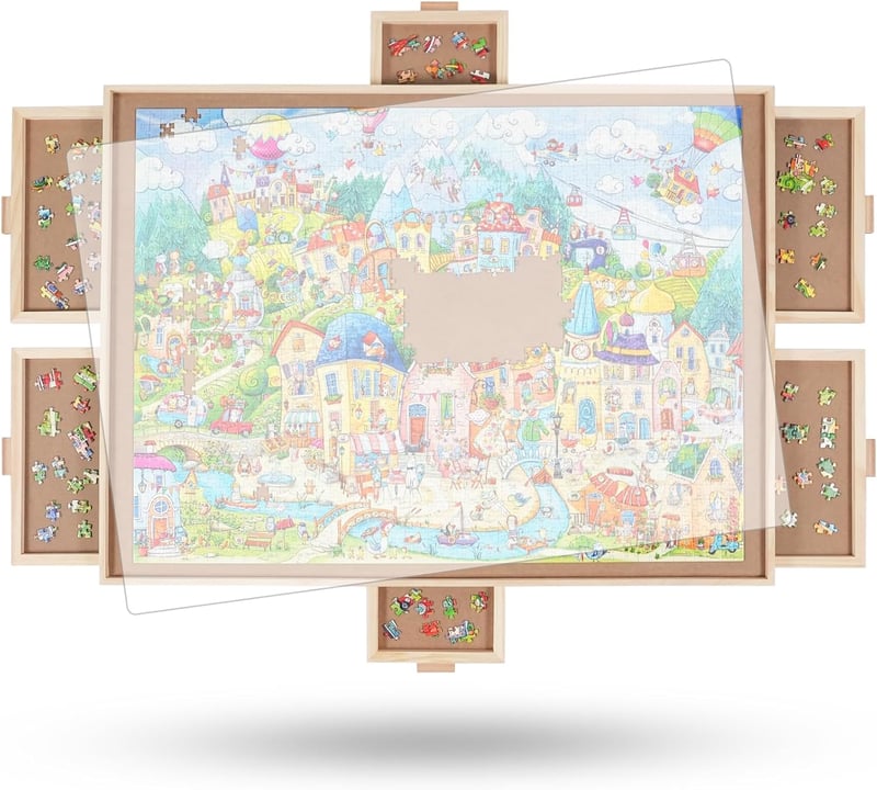Truwheelz Forgatható Puzzle Asztal 6 Fiókkal és Fedéllel - 64x87 cm Fa Kirakós Tábla 1500 Darabos Játékhoz - Lazy Susan Forgó Rendszer

AI: 