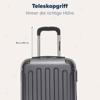 TRVLMORE Szürke Bőrönd 54x36x20 cm Könnyű Utazótáska 2,4 kg Kézipoggyász Kabinbőrönd Kemény Héjú Gurulós Utazási Csomag 5