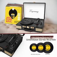 Trynnay Bluetooth gramofon u kovčegu s 3 brzine, ugrađenim zvučnicima, vintage crni prijenosni uređaj za vinil ploče od PU kože 2