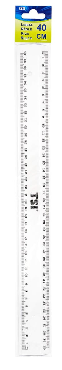 TSI 46040 Lineárne priehľadné pravítko 40 cm, so skosenou hranou a drážkou na tuš, s obojstrannou milimetrovou stupnicou 1