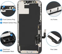 TSIOFO iPhone 12/12 Pro OLED kijelző csere 6.1" érintőképernyő teljes szerelési készlettel 4