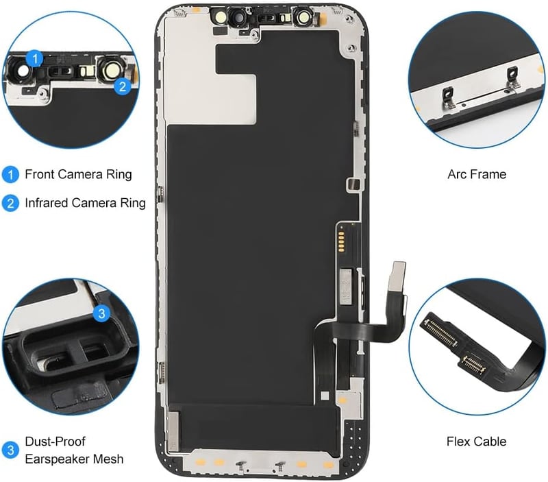 TSIOFO iPhone 12/12 Pro OLED kijelző csere 6.1" érintőképernyő teljes szerelési készlettel