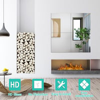 TSKDKIT Samolepiace sklenené zrkadlo 40x40 cm bezrámové HD dekoratívne nástenné zrkadlo do kúpeľne, šatne, obývačky a hosťovskej toalety 3