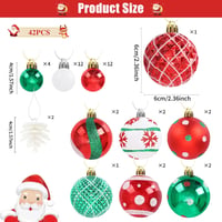 TSLBW 42 darabos karácsonyi gömb szett fenyőfára, csillogó dekorációs baubles 2