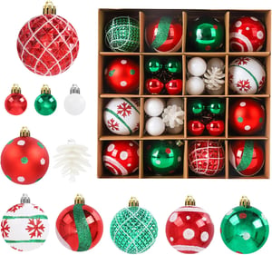 Set 42 globuri de Crăciun TSLBW pentru brad, decorațiuni strălucitoare