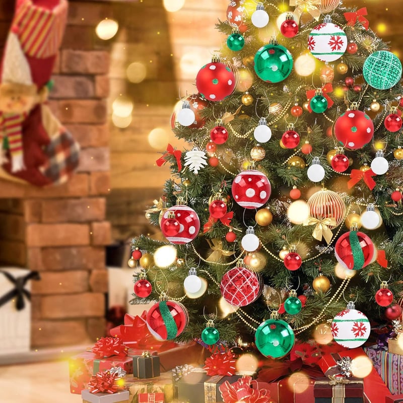 TSLBW 42 darabos karácsonyi gömb szett fenyőfára, csillogó dekorációs baubles