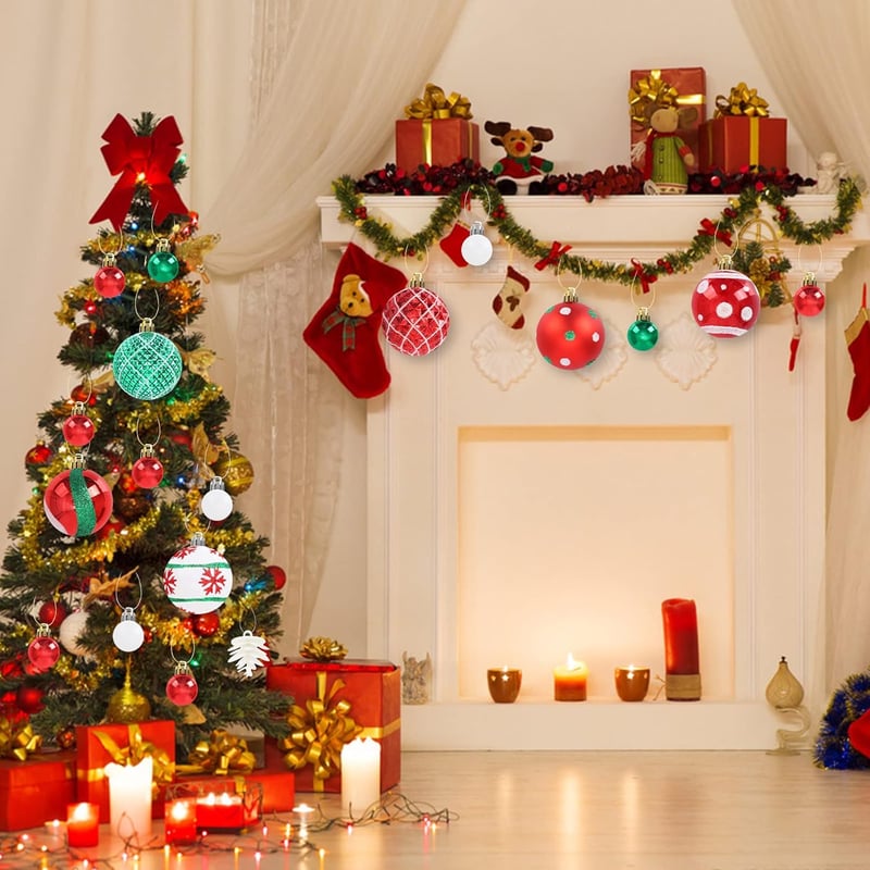 TSLBW 42 darabos karácsonyi gömb szett fenyőfára, csillogó dekorációs baubles