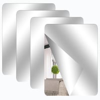 TSLBW Oglindă autoadezivă pentru faianță 40x30 cm, folie de oglindă acrilică, 4 bucăți, oglindă flexibilă de lipit pe perete pentru baie, living, dormitor, decorațiuni școlare 1