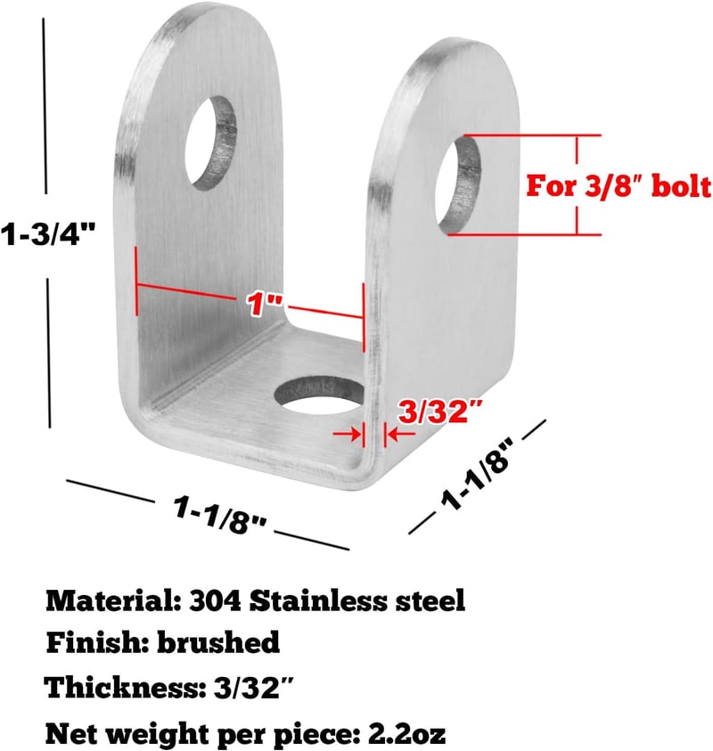 TSSS 10 db U konzol 1 colos panelhez 304 rozsdamentes acél kefélt felülettel szerelési rögzítő 2,8 mm tartóvastagság