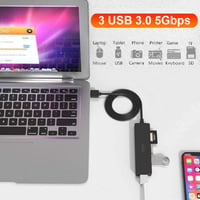 TSUPY USB 3.0 Hub 5 az 1-ben, 3 Port + SD TF Kártyaolvasó, 1.2m Kábel 3